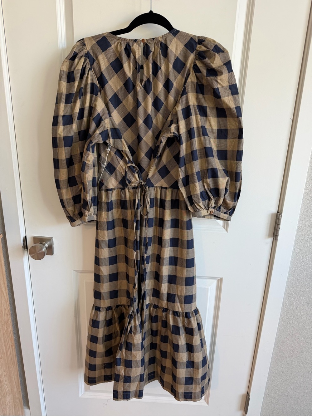 Summersalt Tiered Midi Dress L Buffalo Check Plaid Cotton NWT - Picture 6 of 14